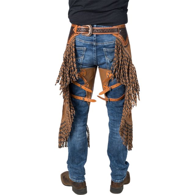 Silver Royal Caramel Leather Chinks with Twisted Fringe - Image 2
