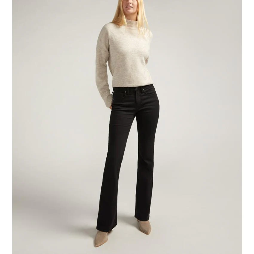 Silver Suki Women's Midrise Bootcut Jeans- Black Denim