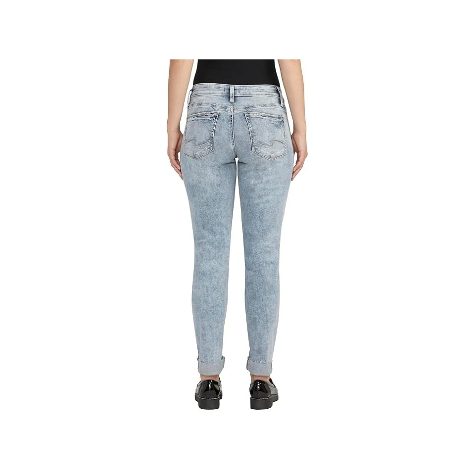 Silver Women's Boyfriend Mid Rise Slim Leg Jeans - Image 2