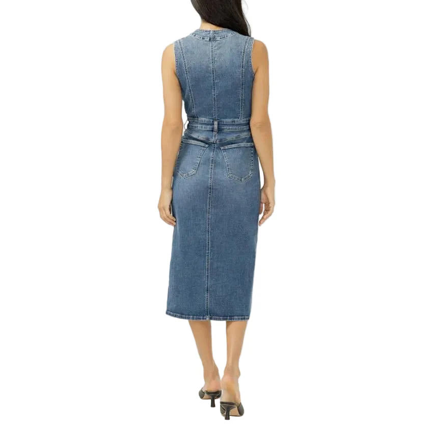 Silver Women's Denim Midi Dress - Upney - Image 2