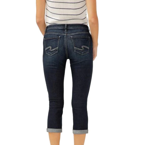 Silver Women's Elyse Mid Rise Capris - Indigo - Image 2