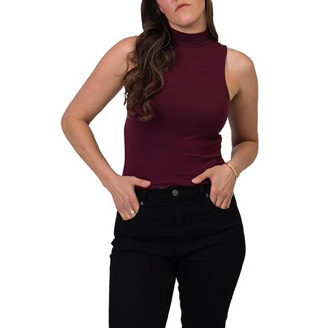 Silver Women's Mock Neck Sleeveless Knit Top - Image 3