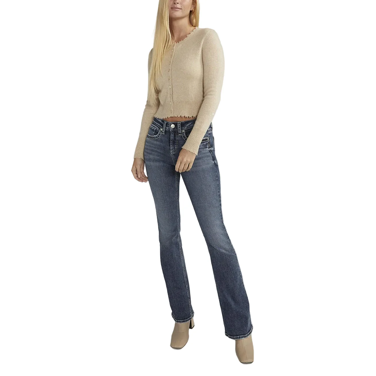 Silver Women's Suki Mid Rise Bootcut Jeans - Indigo