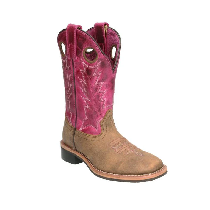 Smoky Mountain Boots Kid's Tracie Western Boots- Distressed Brown/Pink