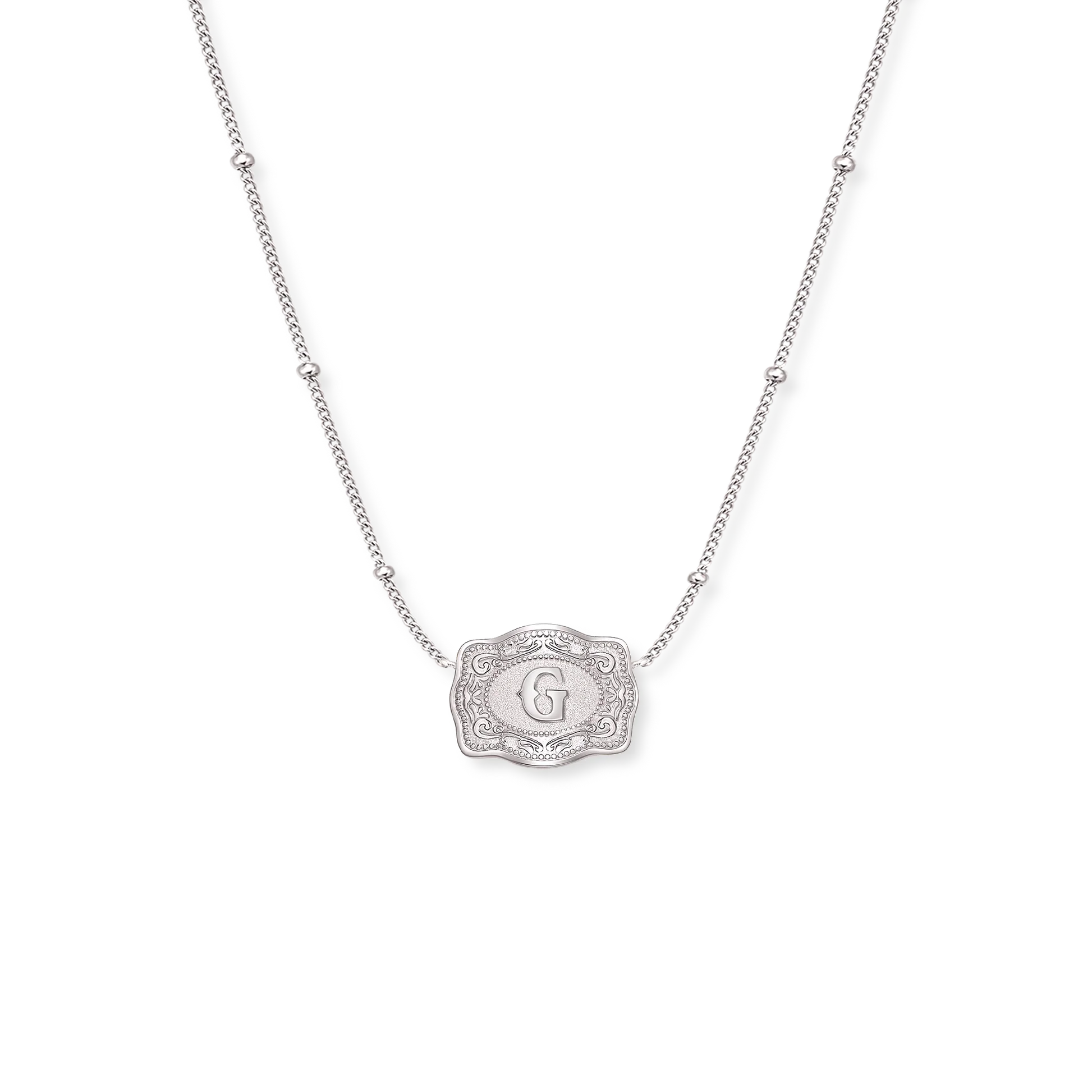 Spur West Mini Belt Buckle Initial Necklace- Silver - Image 17