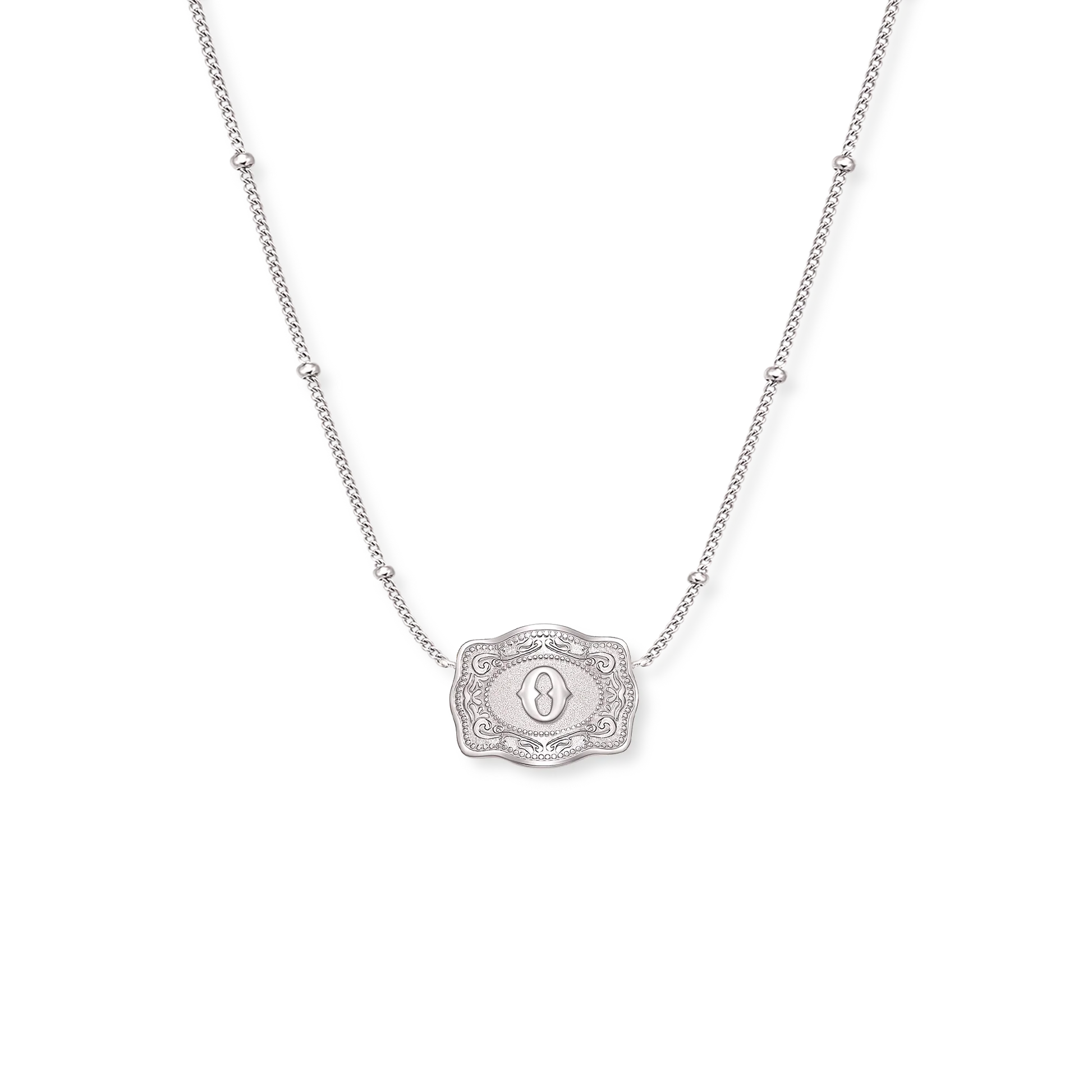 Spur West Mini Belt Buckle Initial Necklace- Silver - Image 25