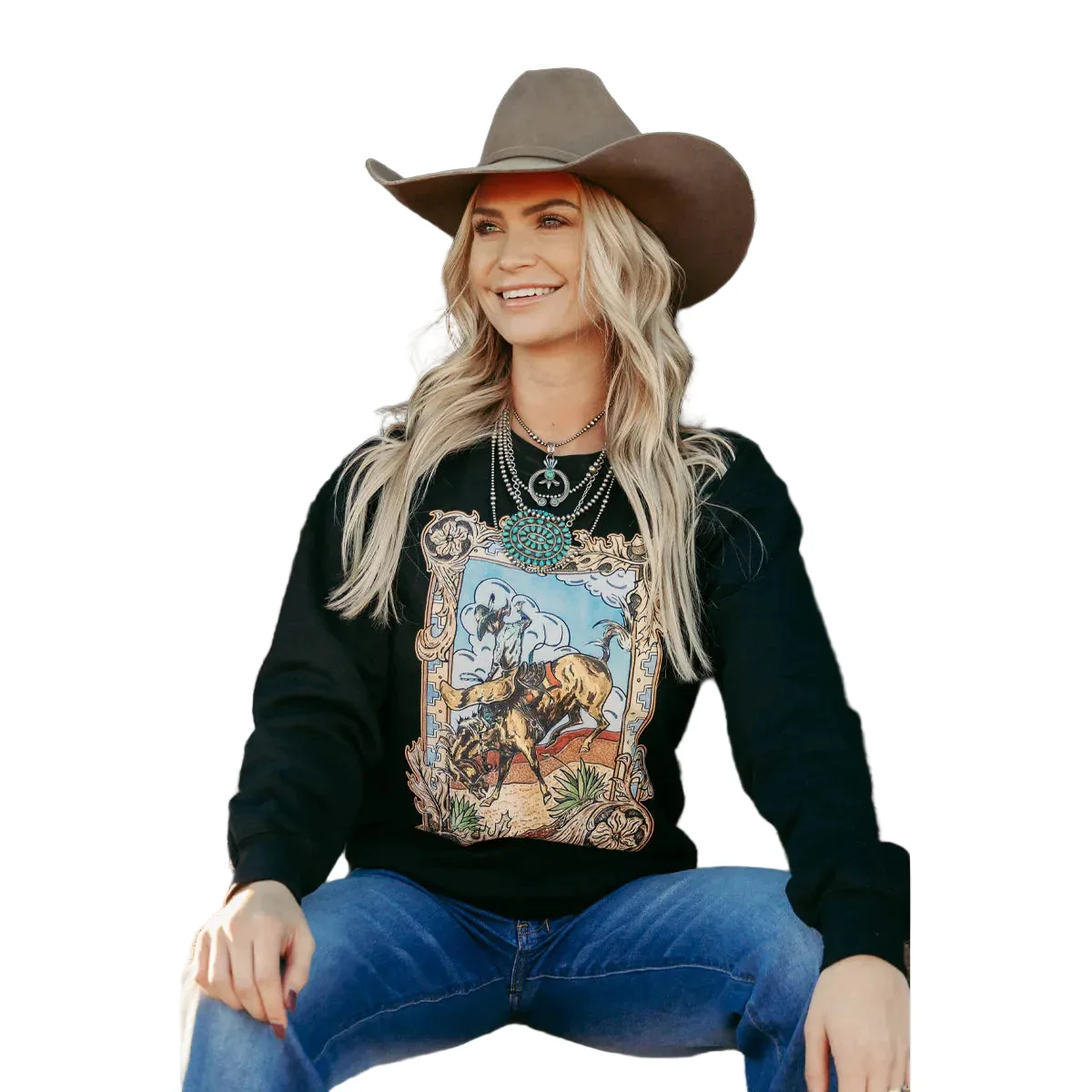 Sterling Kreek Women's Long Sleeve  Rough Start Pullover- Black