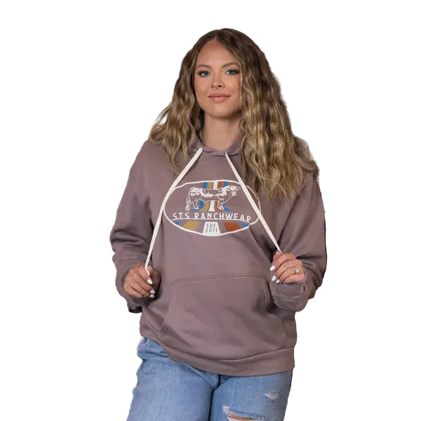STS Ladies Oval Bull Long Sleeve Hoodie - Light Grey - Final Sale - Image 2