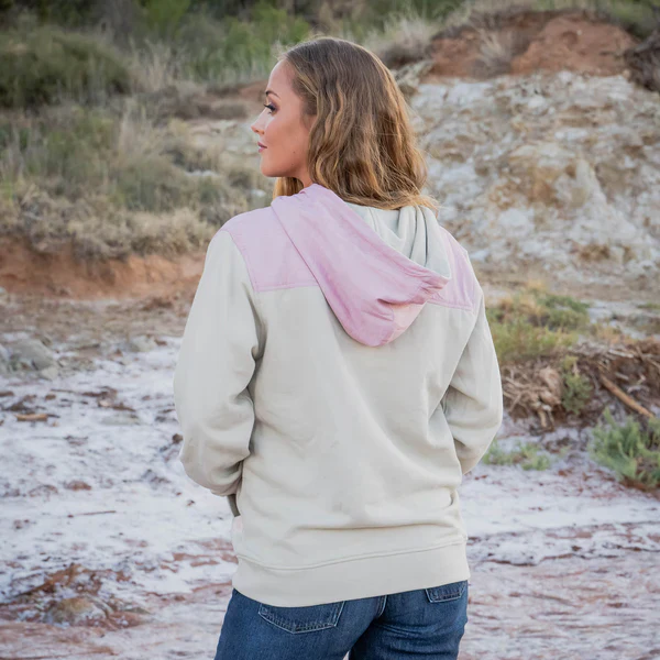 STS Ladies Whit Long Sleeve Hoodie - Cream/Light Pink - Image 2