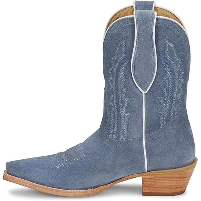 Tony Lama Women's Lea 9" Suede Western Boot- Cornflower - Image 3