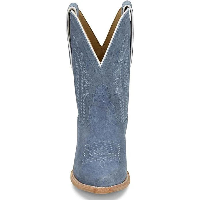 Tony Lama Women's Lea 9" Suede Western Boot- Cornflower - Image 4