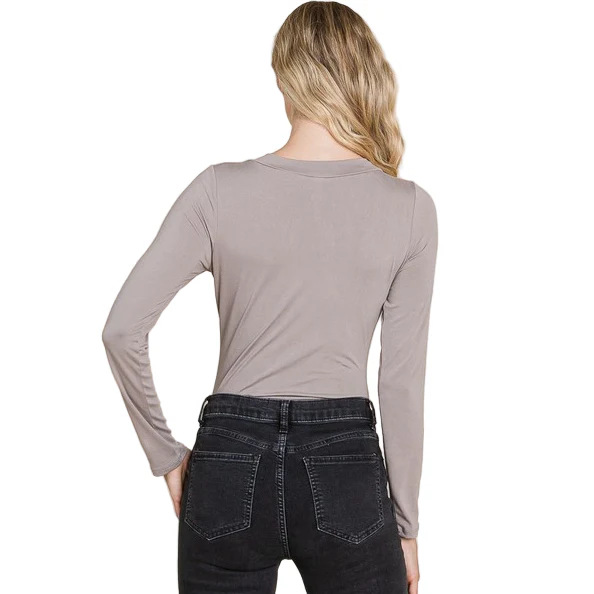 Vanilla Bay V-Neck Long Sleeve Basic Bodysuit - Image 2
