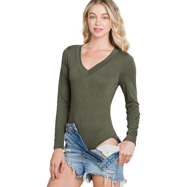 Vanilla Bay V-Neck Long Sleeve Basic Bodysuit - Image 3