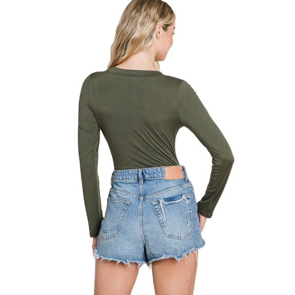 Vanilla Bay V-Neck Long Sleeve Basic Bodysuit - Image 4