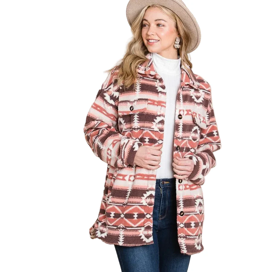 Vanilla Bay Women's Fleece Aztec Print Knit Jacket - Image 2