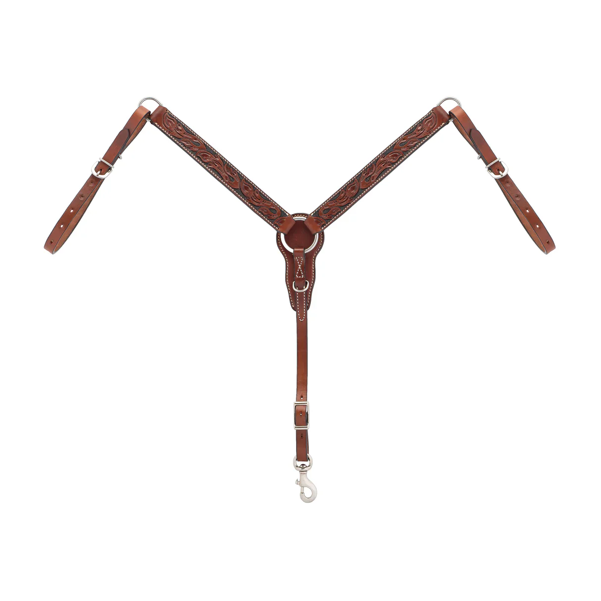 Weaver Turquoise Cross Floral 1-1/4" Breast Collar Pony - Chestnut