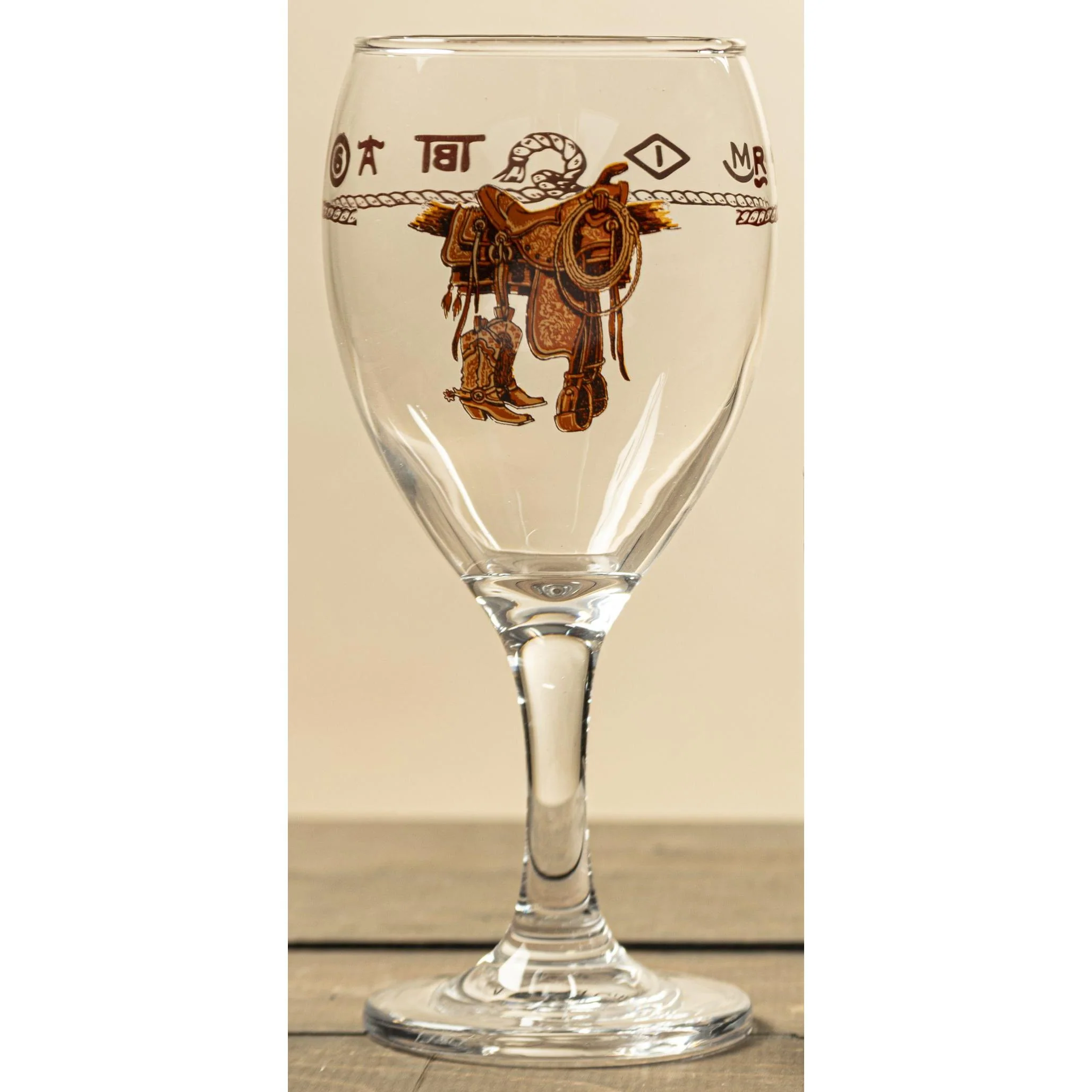 West Creation 12 oz Boots & Saddle Wine Glass- Set of 4