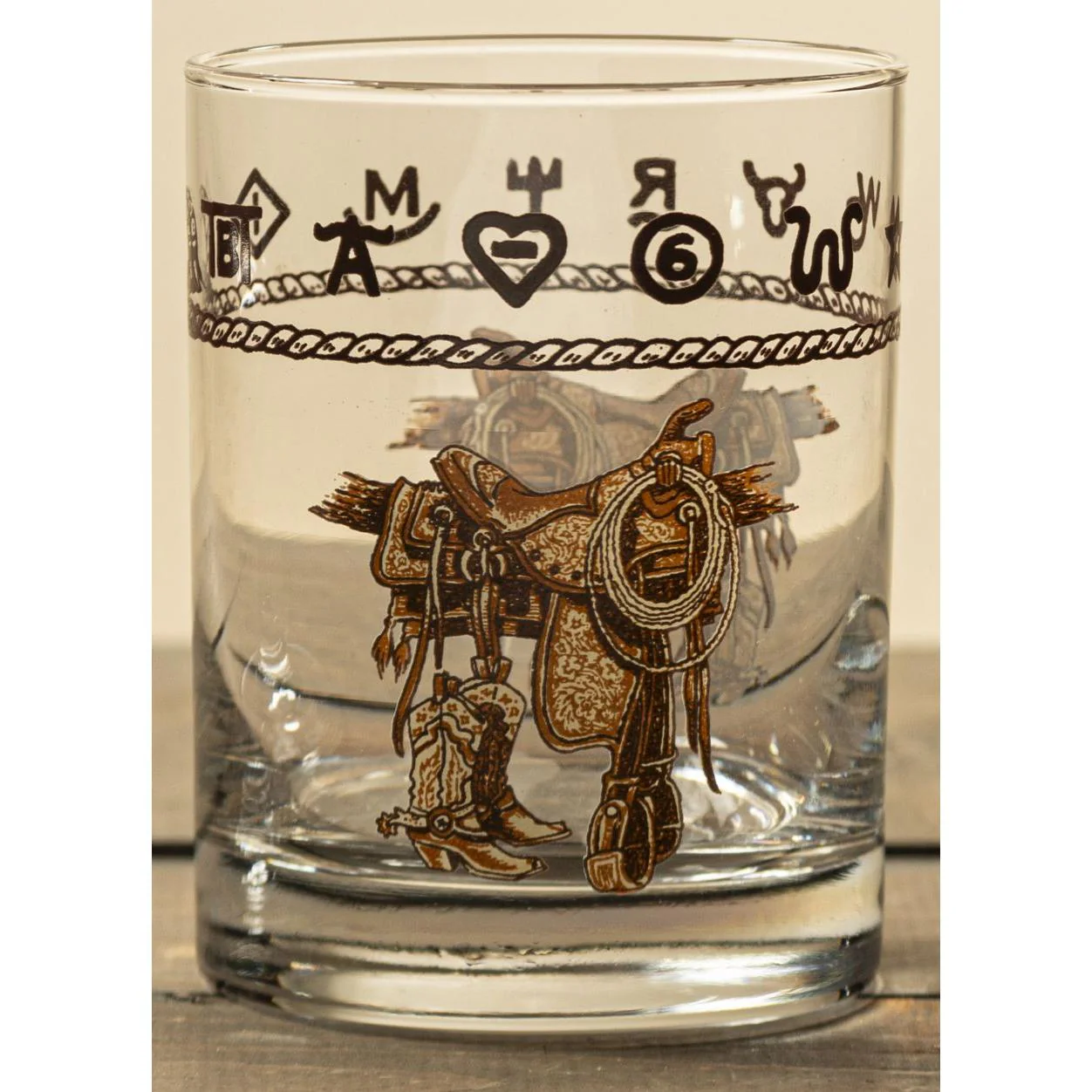 West Creation 14 oz Boots & Saddle Whiskey Glassware- Set of 4