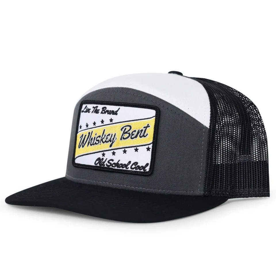 Whiskey Bent Hat Co OSC 7 Panel Cap - Grey/Black/White