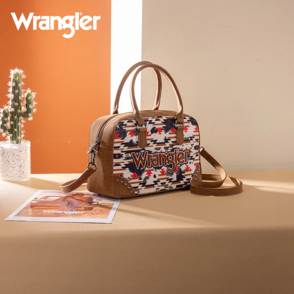 Wrangler Aztec Print Satchel Crossbody Bag- Multiple Colours - Image 2
