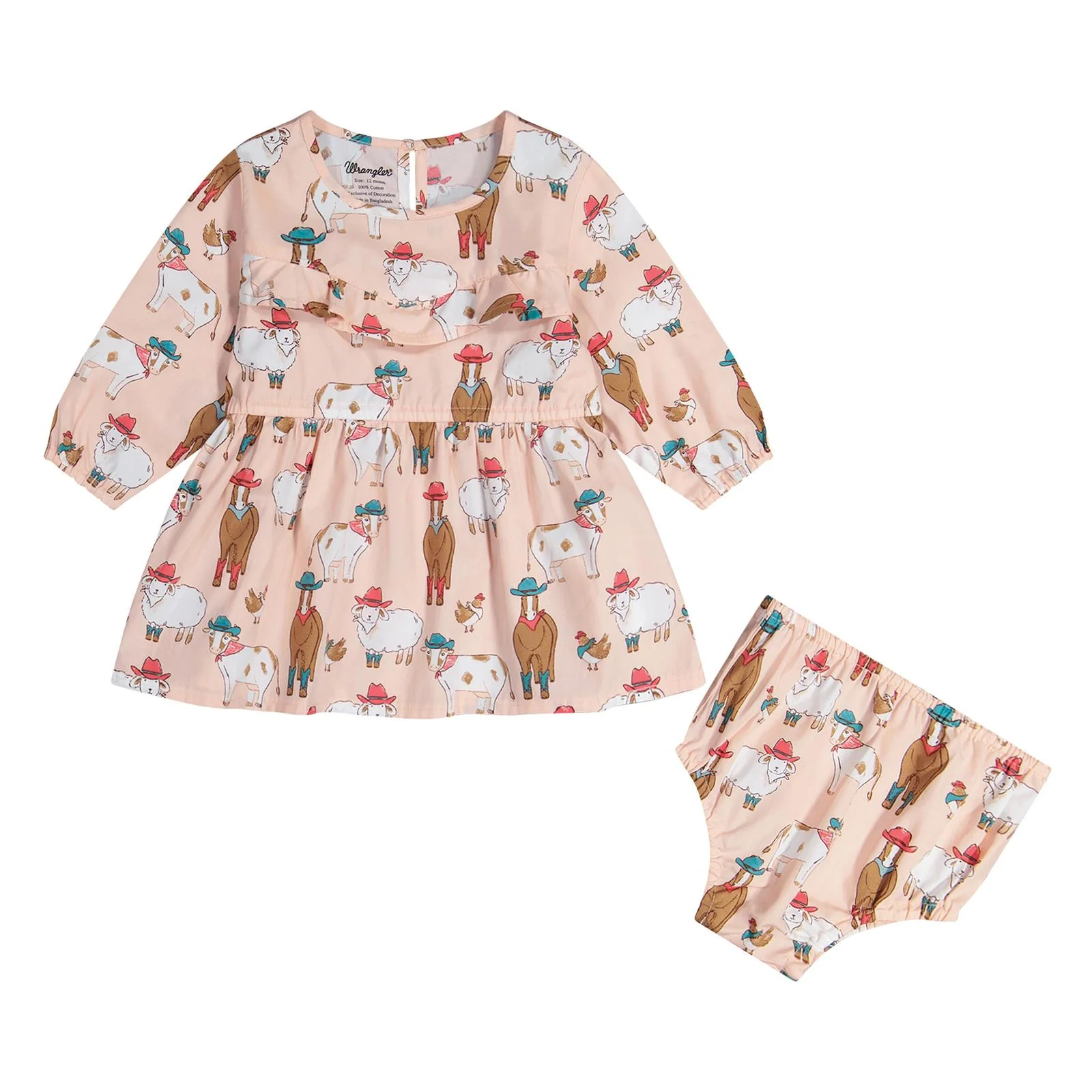Wrangler Baby Girl's Barnyard Animals Dress - Pink