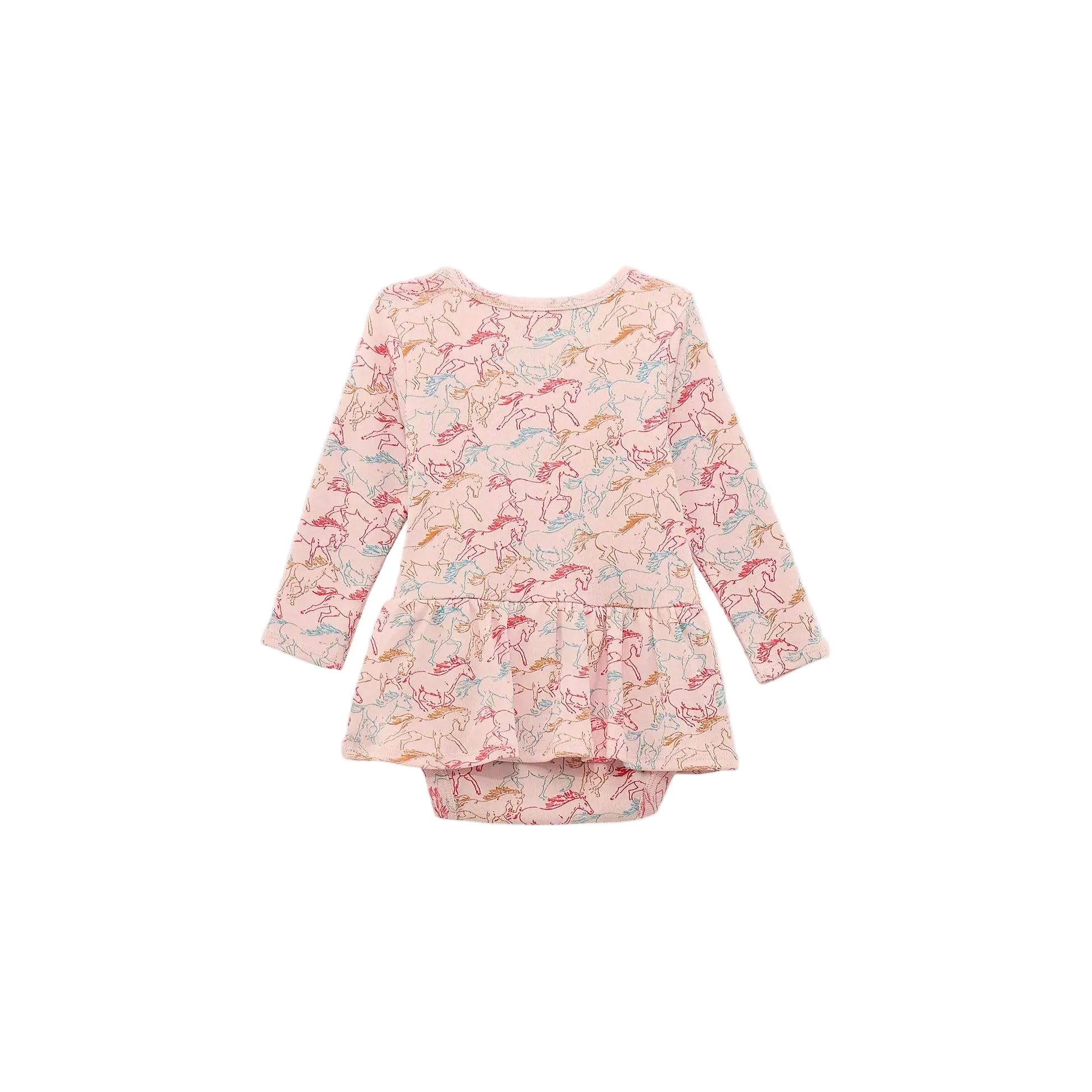 Wrangler Baby Girl's Long Sleeve Allover Print Skirted Onesie - Pink - Image 2