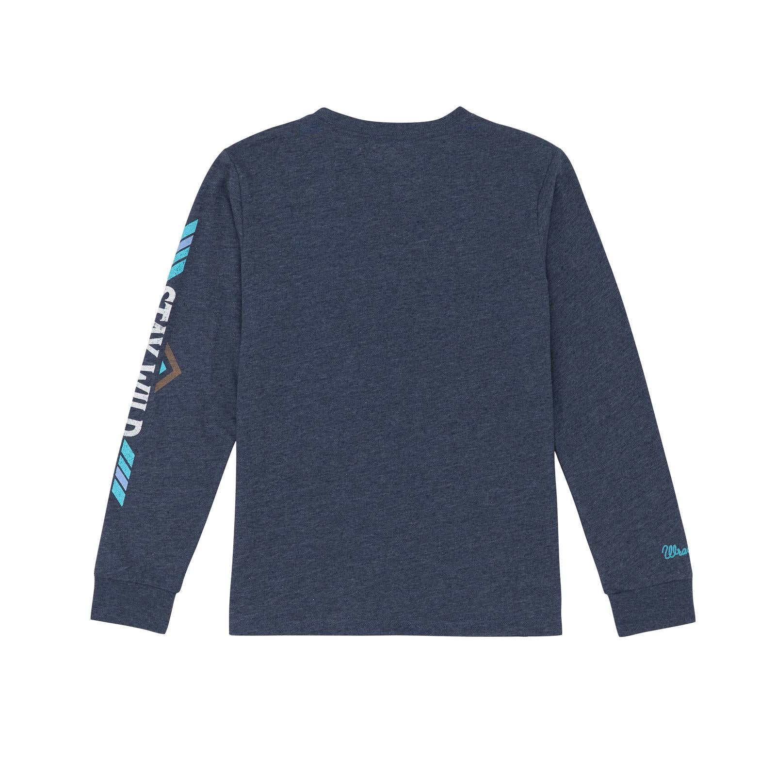 Wrangler Boys Long Sleeve Graphic Tee Shirt- Dark Sapphire Heather - Image 2