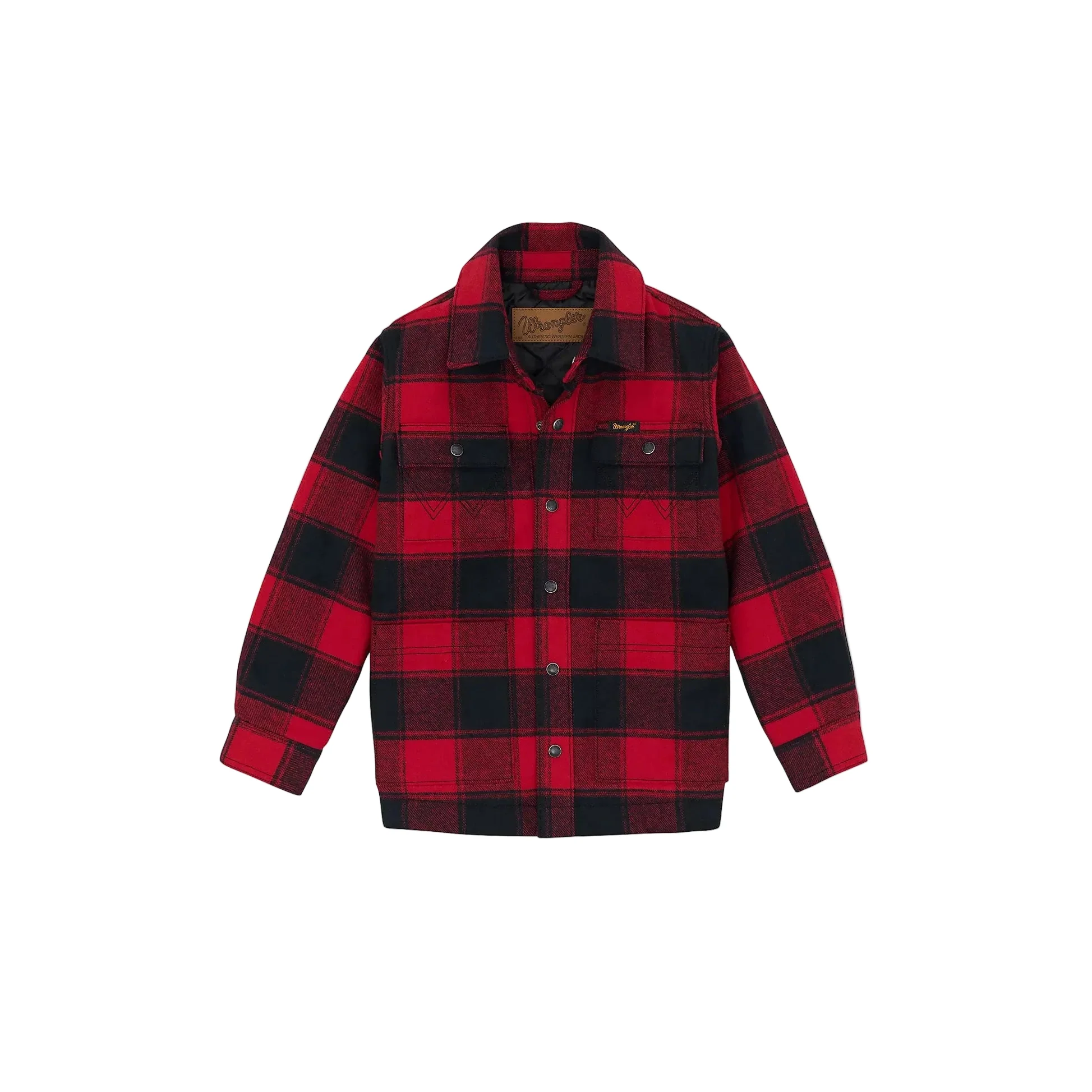 Wrangler Boy's Quilt Lined Long Sleeve Flannel Shirt Jacket - Red Buffalo