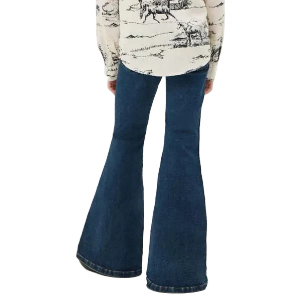Wrangler Girl's Lainey Wilson Mid Rise  Pull On Bell Bottoms - Dark Denim Wash - Image 2