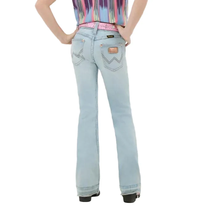 Wrangler Girl's Lainey Wilson Raw Hem Boot Huggers - Bleach Blue Wash - Image 2