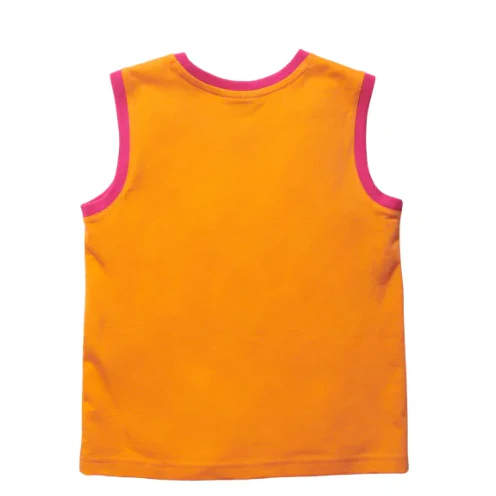 Wrangler Girl's Sleeveless Logo Shirt - Tangerine/Hot Pink - Image 2