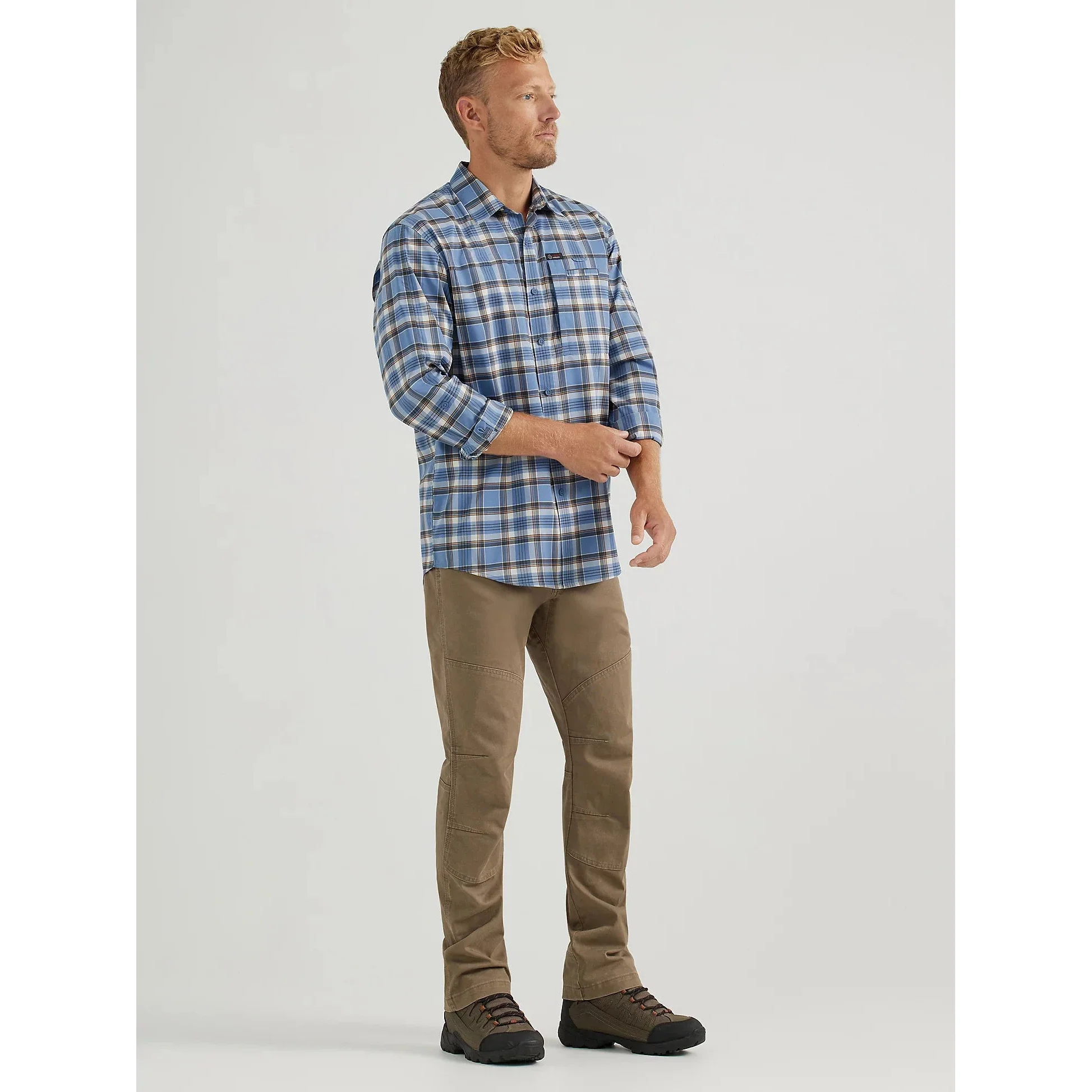 Wrangler Men's ATG Long Sleeve Men's Hike To Fish Plaid -Coronet - Image 2