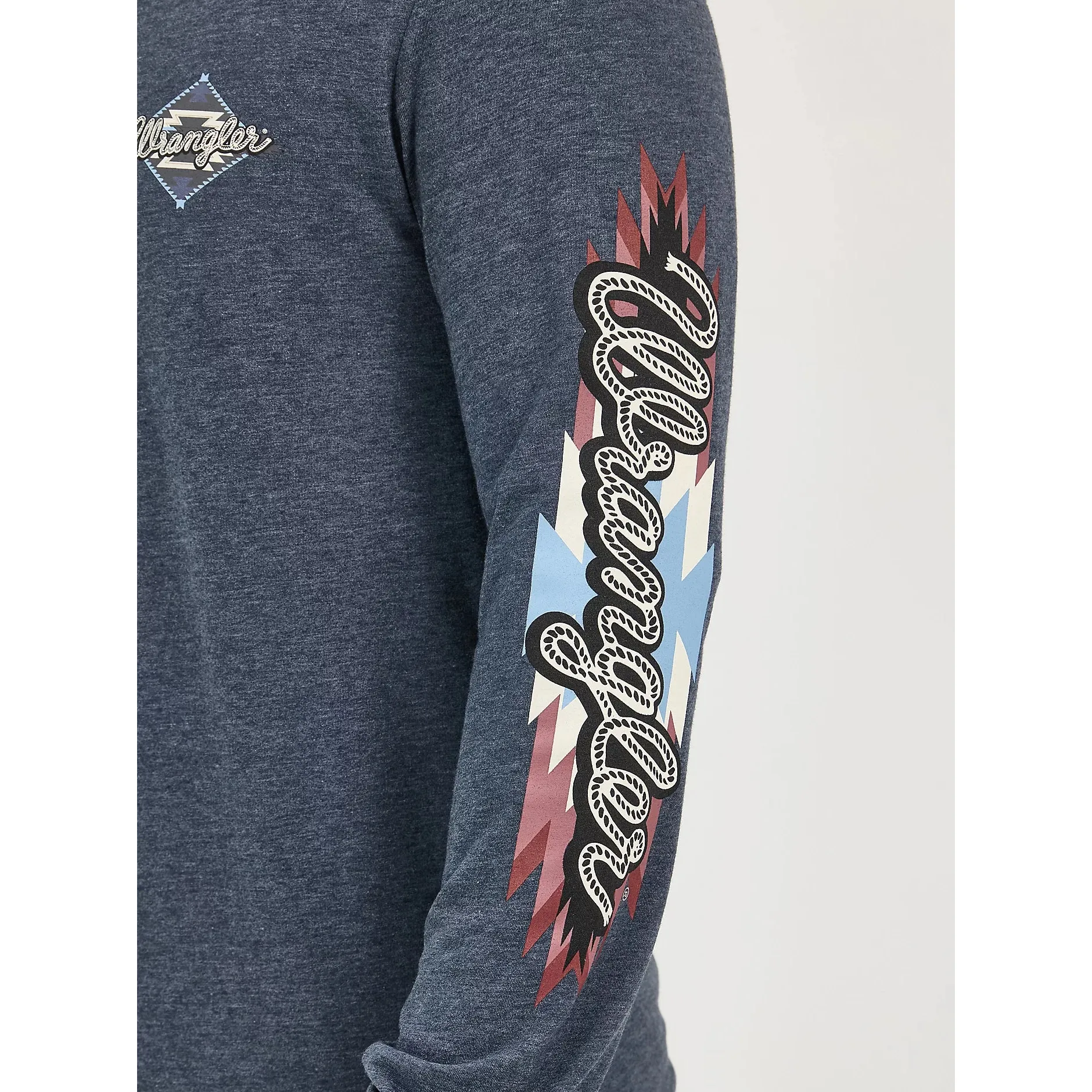 Wrangler Men's Back Graphic Long Sleeve Tee Shirt- Dark Navy - Image 3