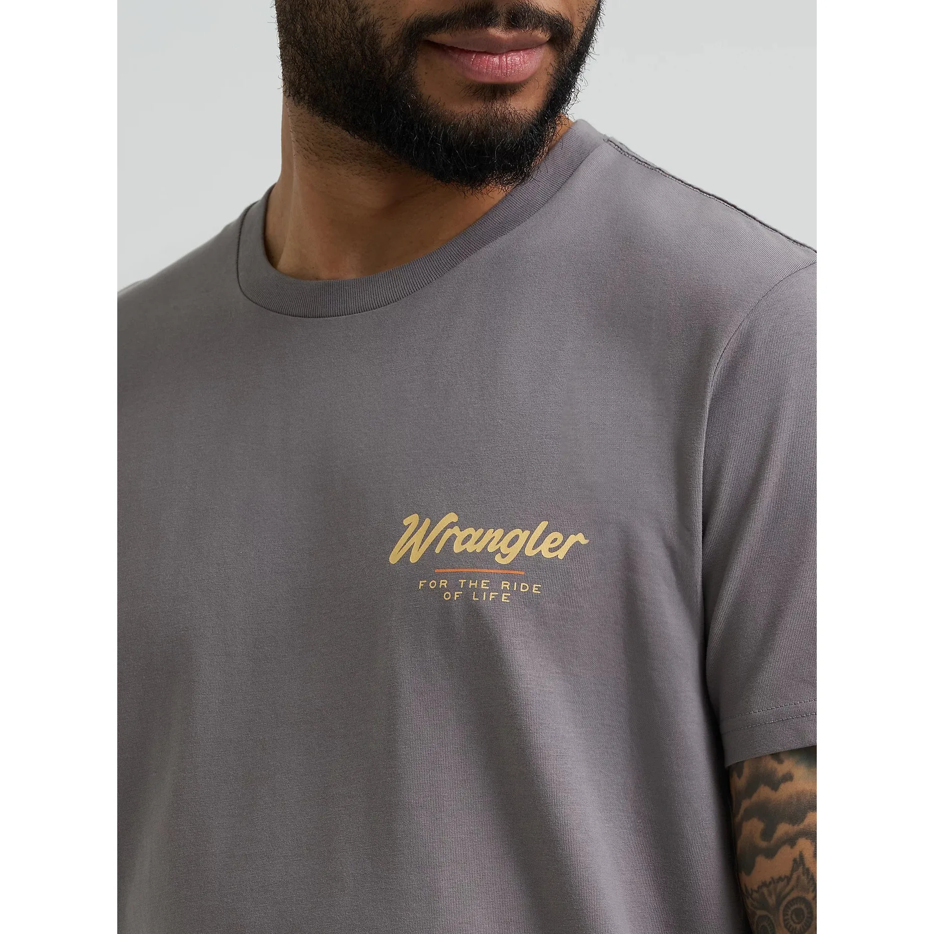 Wrangler Men's Bucking Cowboy Back Graphic Short Sleeve Tee Shirt - Quiet Shade