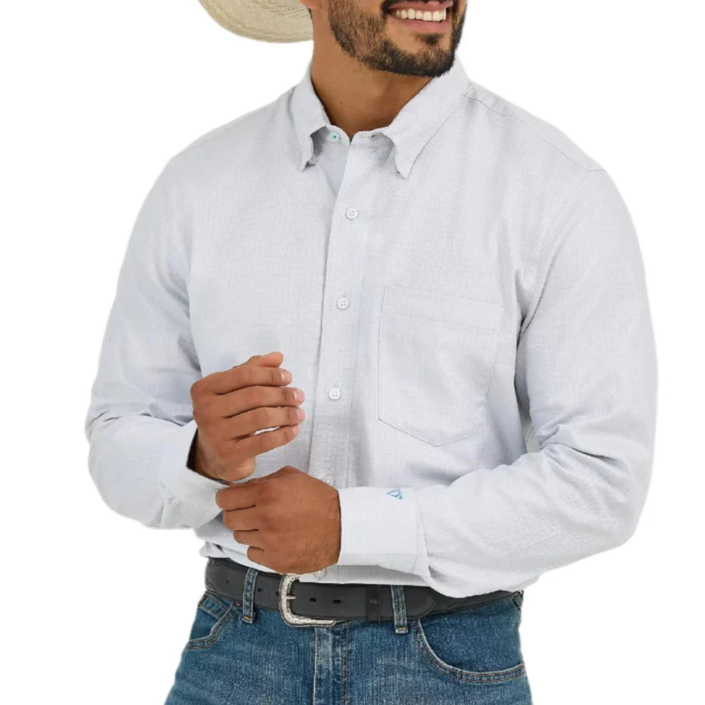 Wrangler Men's Cody Johnston Micro Check Long Sleeve Classic Fit Shirt - Image 2