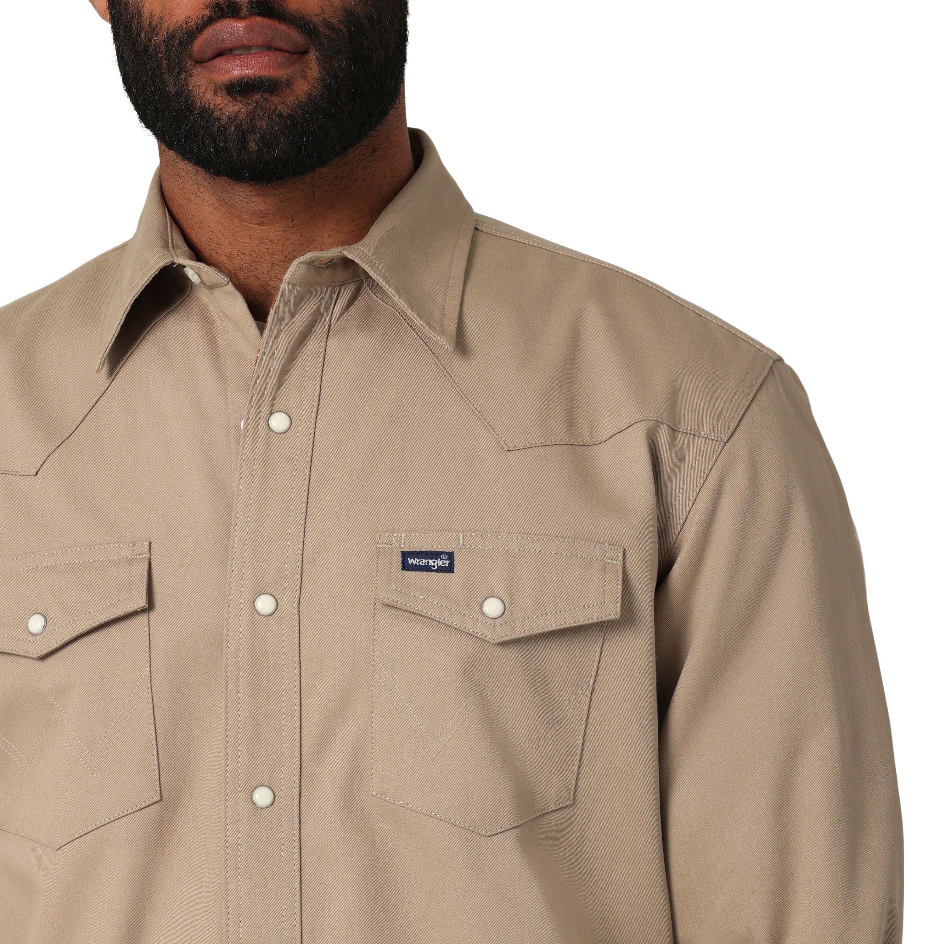 Wrangler Men's RIGGS Flannel Lined Workshirt - Tan - Image 4