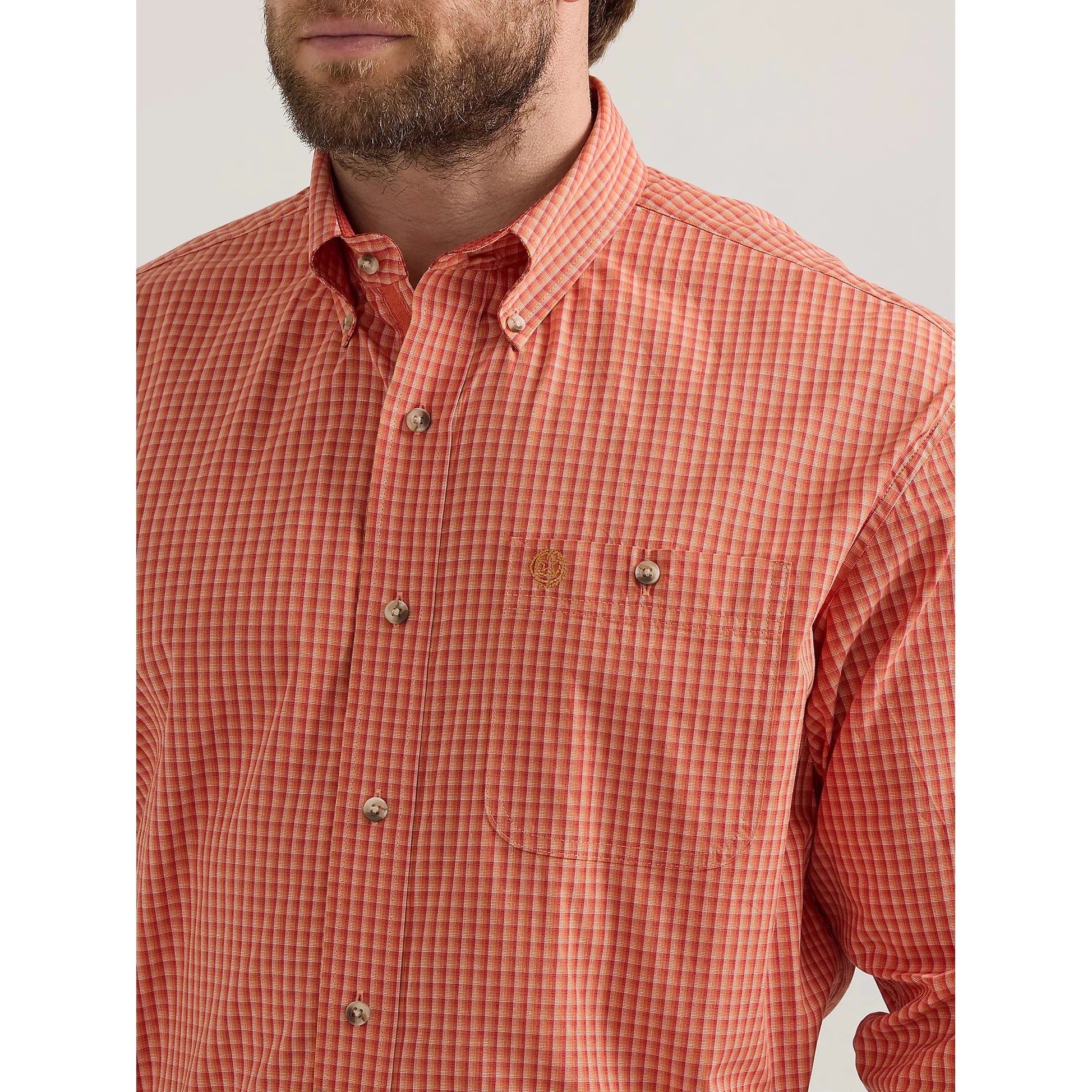 Wrangler Men's George Strait Button Down Long Sleeve Shirt - Sienna Check - Image 3
