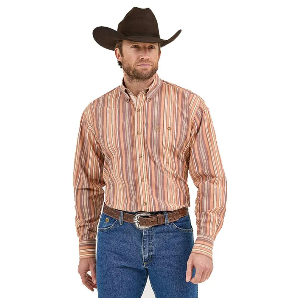Wrangler Men's George Strait Long Sleeve One Pocket Shirt - Brown