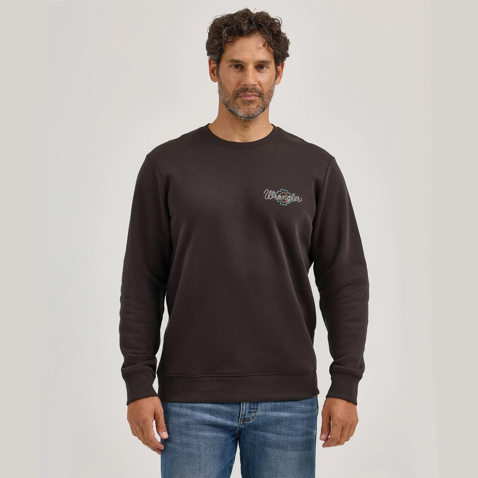 Wrangler Men's Graphic Long Sleeve Regular Fit Sweatshirt- Espresso