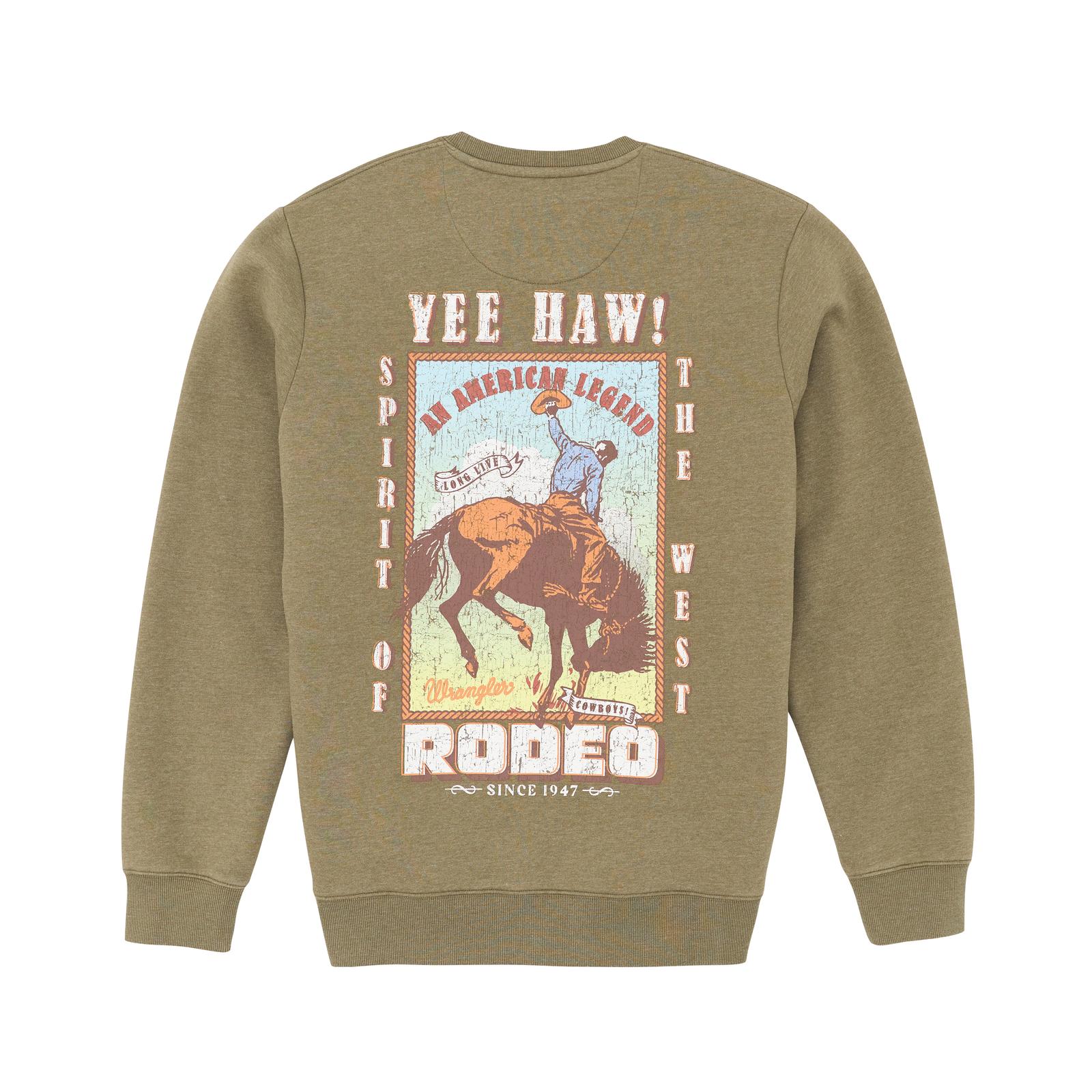 Wrangler Men's Graphic Long Sleeve Regular Fit Sweatshirt- Burnt Olive - Image 2