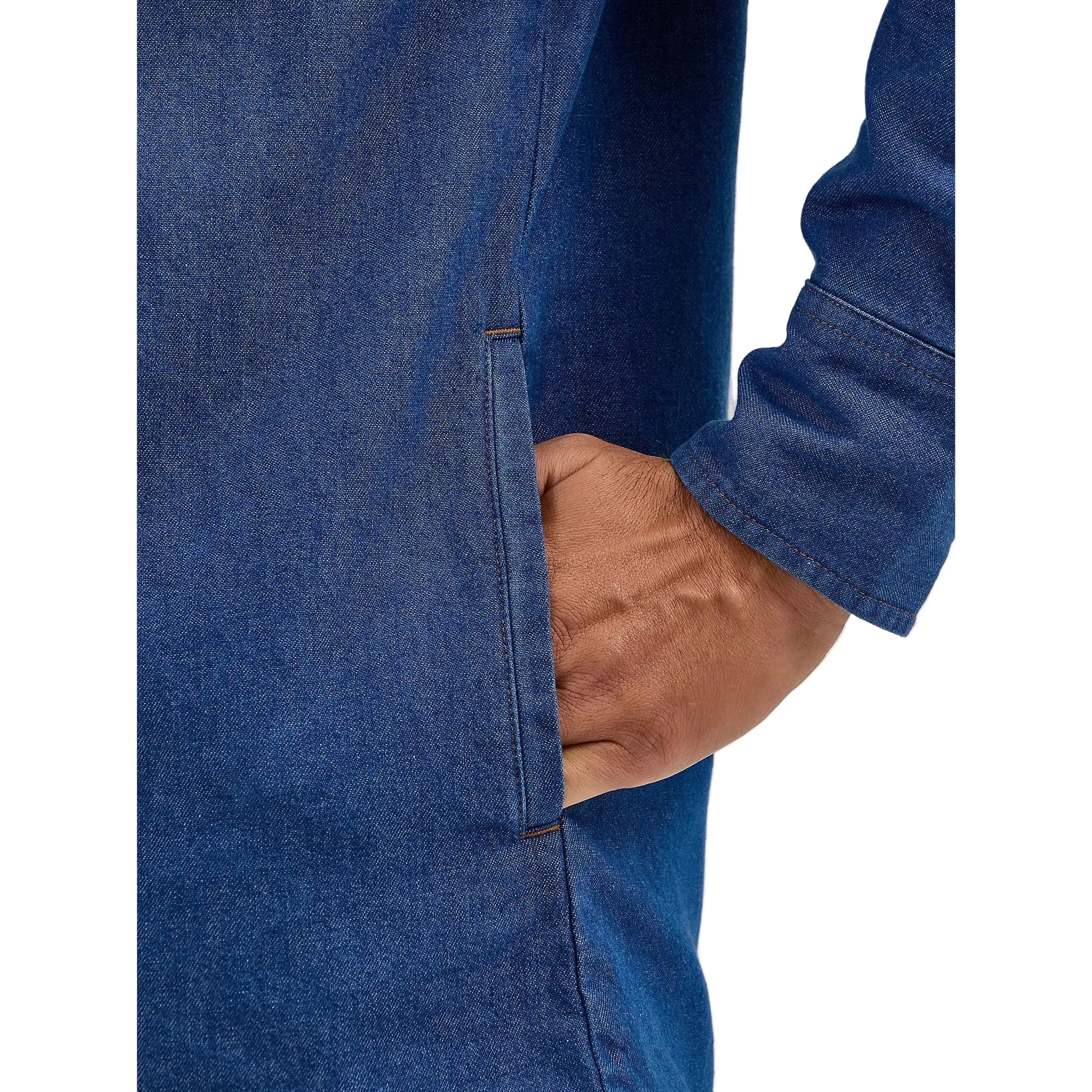 Wrangler Men's Long Sleeve Flannel Lined Work Shirt - Blue Denim - Image 4