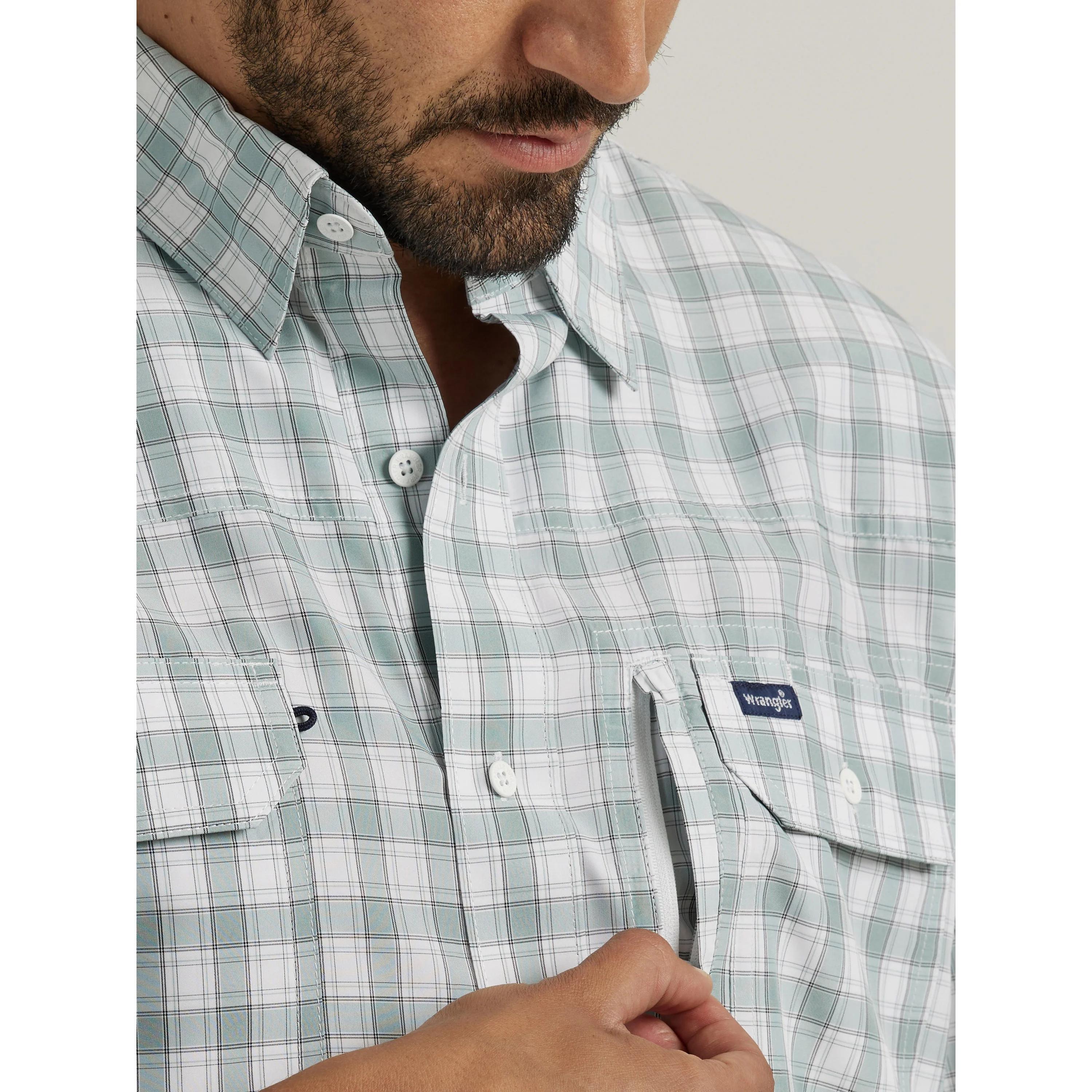 Wrangler Men's Performance Long Sleeve Plaid Shirt - Blue - Image 5