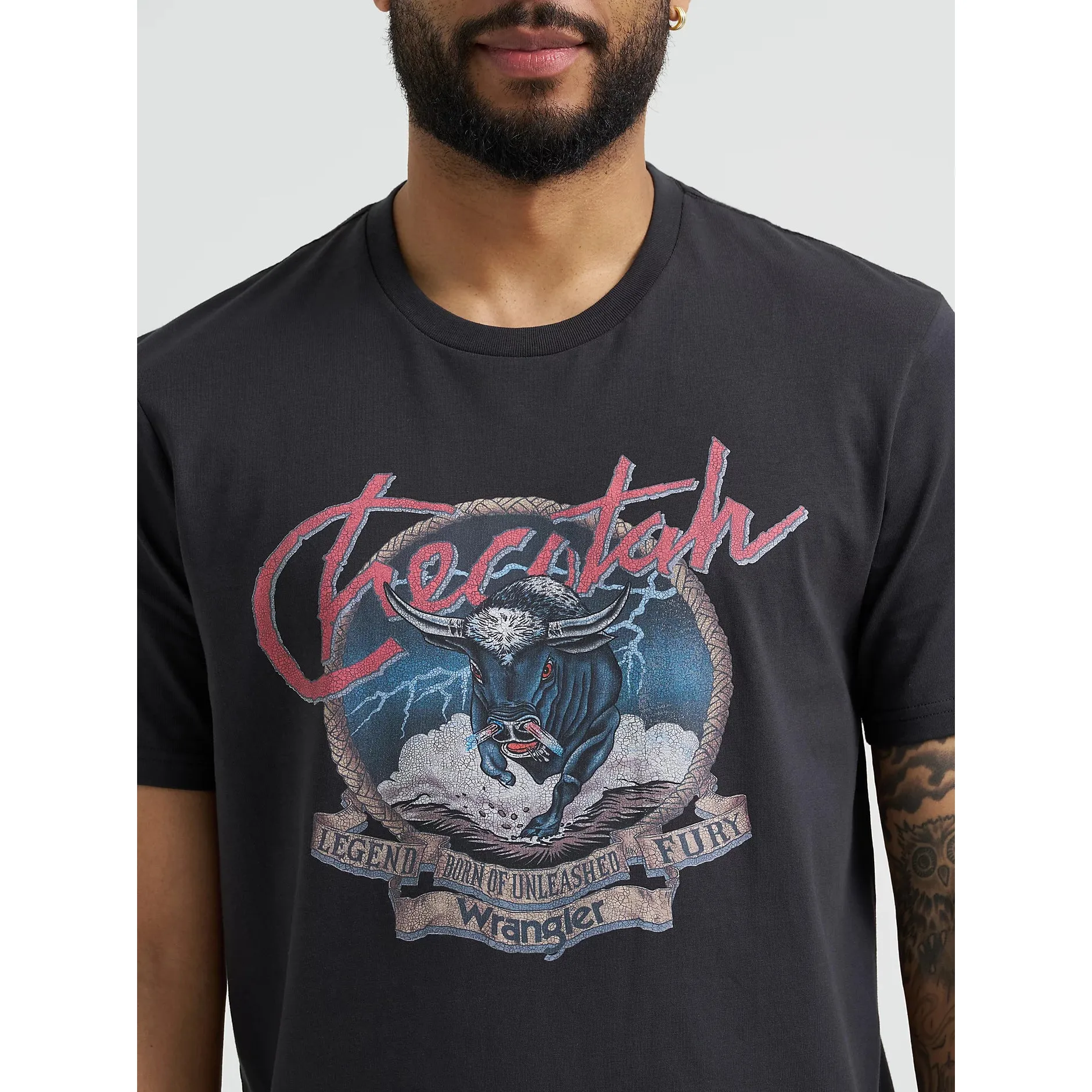 Wrangler Men's Reissue Checotah Unleashed Short Sleeve Tee Shirt - Phantom - Image 3