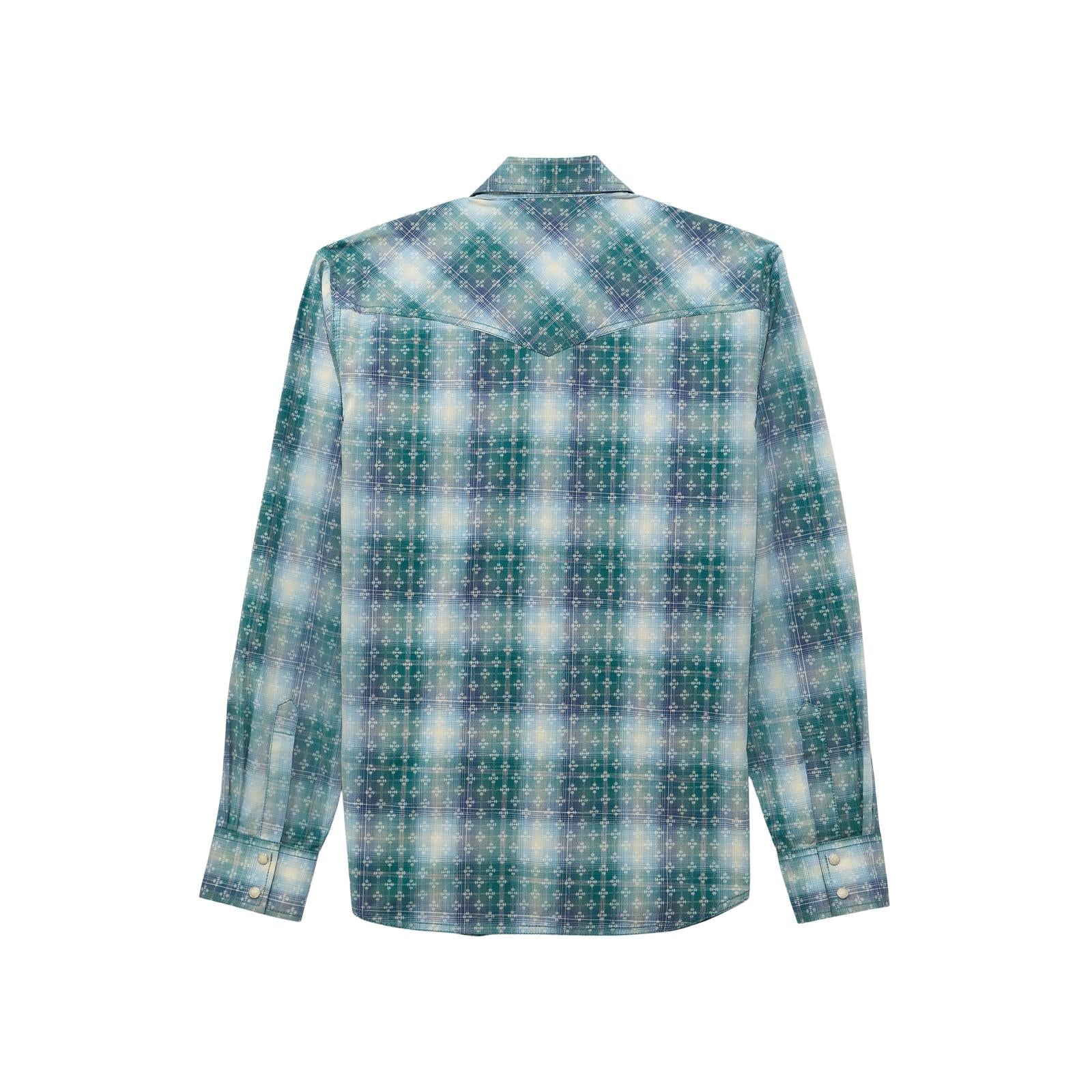 Wrangler Men's Retro Premium Long Sleeve Snap Shirt - Pebble Blue - Image 2