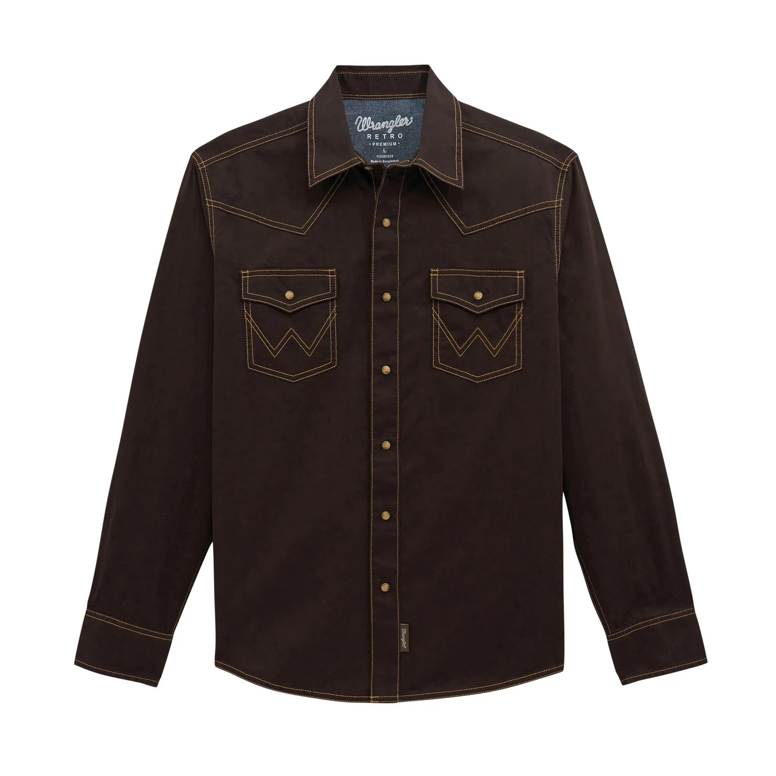 Wrangler Men's Retro Premium Long Sleeve Snap Shirt - Brown