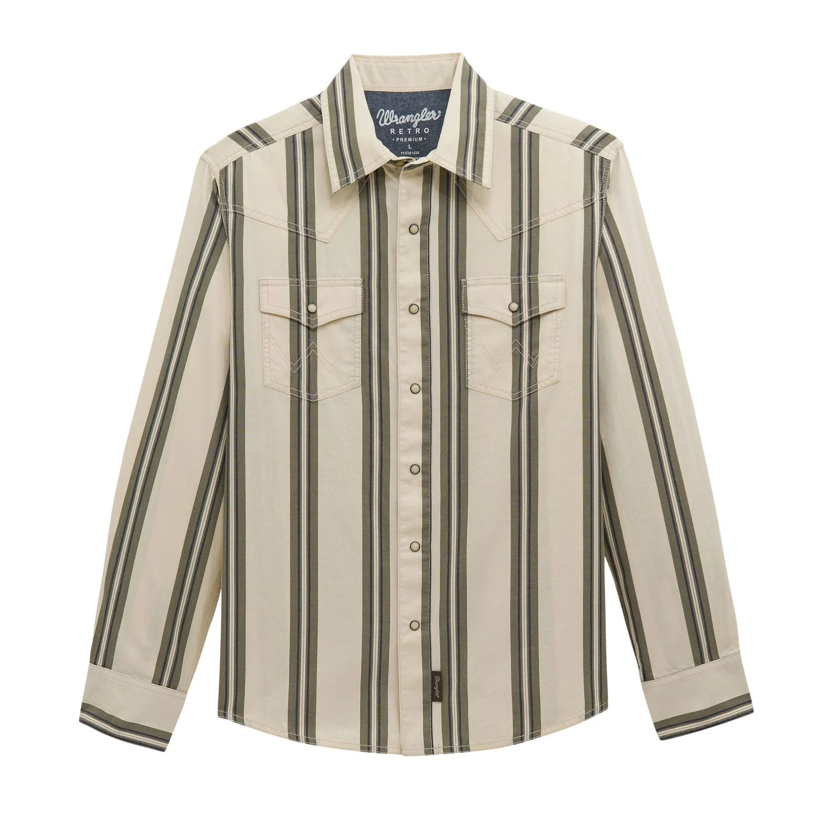 Wrangler Men's Retro Premium Long Sleeve Snap Shirt - Green/Ecru