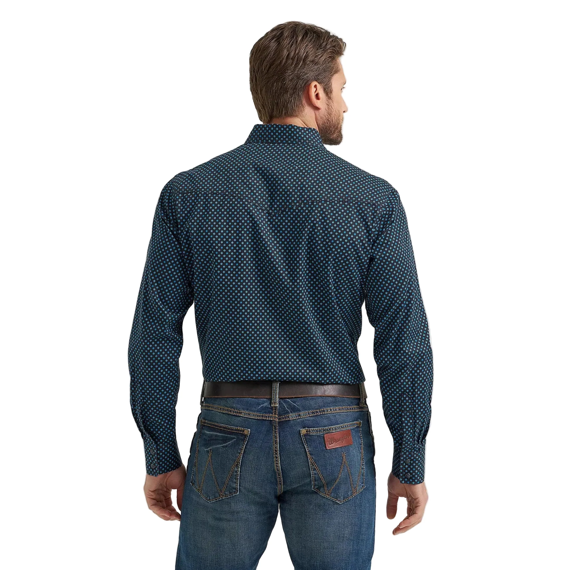 Wrangler Men's Retro Premium Western Printed Long Sleeve Snap Shirt - Midnight Navy - Image 2