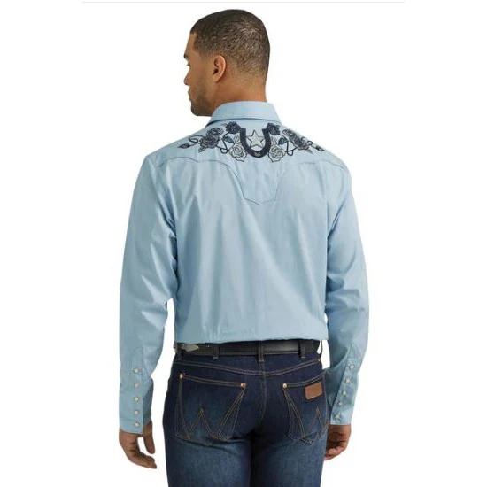 Wrangler Men's Rodeo Ben Snap Shirt - Blue - Image 2