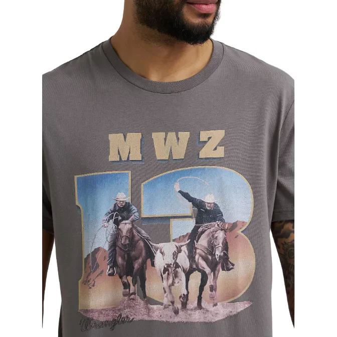 Wrangler Men's Short Sleeve Graphic 13MWZ Reissue Tee Shirt - Graphite - Image 2