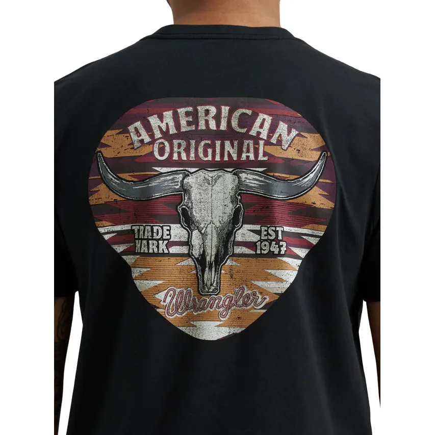 Wrangler Men's Steer Checotah Short Sleeve Tee Shirt - American Original Black - Image 2